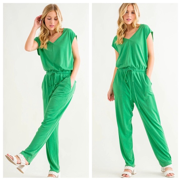 13 V-Neck Stretch Jumpsuits - Picture 2 of 3